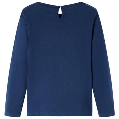 Kindershirt met lange mouwen vogelprint 140 marineblauw - thumbnail