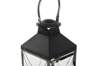 Lantaarnenset DKD Home Decor Zwart Kristal Staal Modern Verchroomd 18 x 18 x 43 cm (2 Onderdelen)
