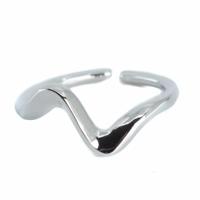 Verstelbare Ring Golving Koper Zilverkleurig - thumbnail