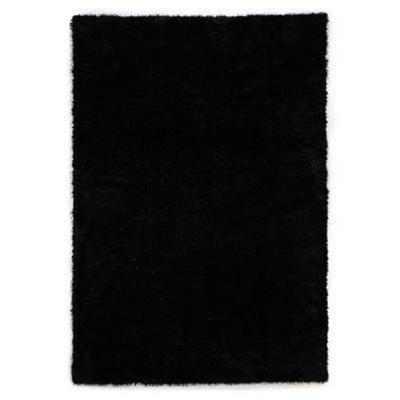 Tapeso Hoogpolig vloerkleed velvet - Posh zwart - 140x200 cm