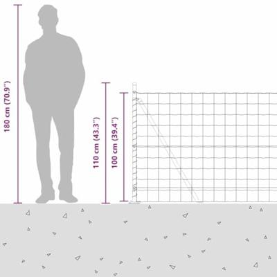 VidaXL Hek met paal grijs 1 x 10 m staal