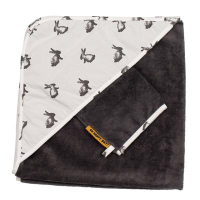 Pericles badcape met washandje Nero 70 cm