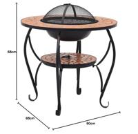 Vuurtafel mozaek 68 cm keramiek terracottakleurig - thumbnail