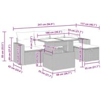6-delige Loungeset met kussens poly rattan beige - thumbnail