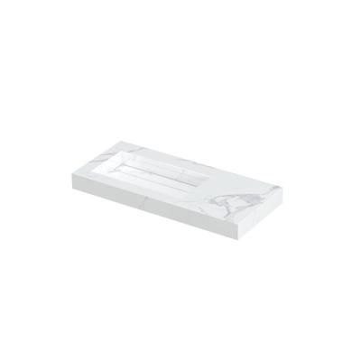 INK Pitch Wastafel Keramische Slab Links met Drain en Front en Side Skirts Zonder Kraangat - 1000x450x90 mm - Statuario Glans