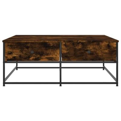 Salontafel 100x99x40 cm bewerkt hout gerookt eikenkleurig Salontafel 100x99x40 cm bewerkt hout gerookt eikenkleurig