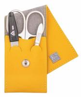 Erbe Solingen 3-delige manicure etui met drukknoop sluiting mosterd geel (erbe9671) - thumbnail
