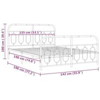 Bedframe met hoofd- en voeteneinde metaal wit 135x190 cm - thumbnail