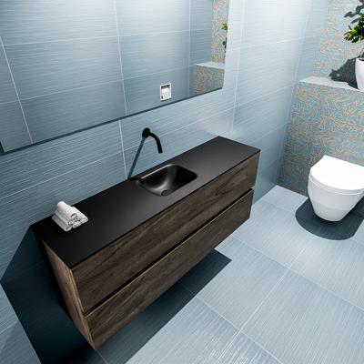MONDIAZ ADA 120cm toiletmeubel dark brown. LEX wastafel urban midden zonder kraangat