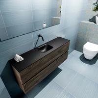 MONDIAZ ADA 120cm toiletmeubel dark brown. LEX wastafel urban midden zonder kraangat - thumbnail