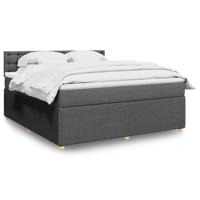 Boxspring met matras stof donkergrijs 180x200 cm - thumbnail