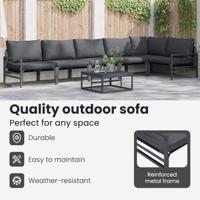 Tuinbankenset met kussen 6 pcs Zwart Staal - thumbnail