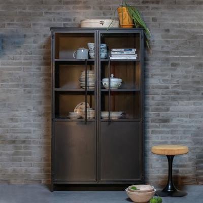 WOOOD Industriële Vitrinekast 'Exhibit' 170 x 99cm, kleur Zwart