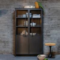 WOOOD Industriële Vitrinekast 'Exhibit' 170 x 99cm, kleur Zwart - thumbnail