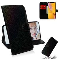 Voor iPhone XR effen kleur kleurrijke magnetische Buckle horizontale Flip PU lederen draagtas met houder & kaartsleuven & portemonnee & Lanyard (zwart - thumbnail