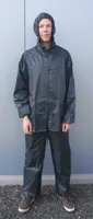 Regenpak XXXL blauw. Voorzien van 2 zakken en een in de kraag verwerkte capuchon - thumbnail