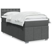 Boxspring met matras stof donkergrijs 90x190 cm - thumbnail