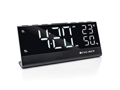 Caliber Wekkerradio Dual Alarmklok met FM-radio - Dimbaar LED-scherm - Wake-up light - Temperatuur en Luchtvochtigheid - Zwart - 194 x 81 x 48 mm