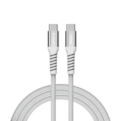 Verbatim Sync & Charge 100 W oplaadkabel USB C PD 3.0, USB C naar USB C kabel 120 cm, snellaadkabel, compatibel met iPhone 16 Pro Max, iPhone 15, Samsung, MacBook Air, iPad, Pixel 9, robuust, grijs
