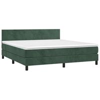 Boxspring met matras en LED fluweel donkergroen 160x200 cm - thumbnail