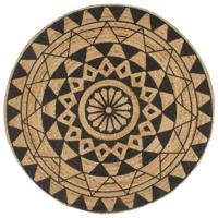 VidaXL Vloerkleed handgemaakt met zwarte print 150 cm jute - thumbnail
