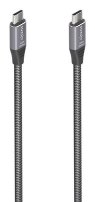 AISENS A107-0875 USB-3.2-kabel Gen2X2, aluminium, 20 Gbit/s, 8K, 30Hz, 5A, 100W, E-merk, type USB-C/M-USB-C/M, grijs, 3,0 m