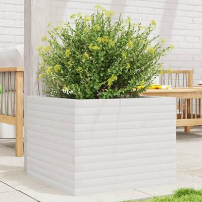 VidaXL Plantenbak 60x60x45,5 cm massief grenenhout wit