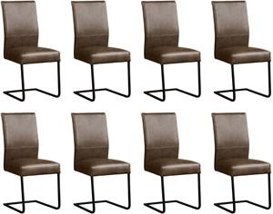 Set van 8 Grijze leren industriële eetkamerstoelen Remix - poot vierkant zwart - Granada leer Ash (grijs leer) Set van 8 Grijze leren industriële eetkamerstoelen Remix - poot vierkant zwart - Granada leer Ash (grijs leer)