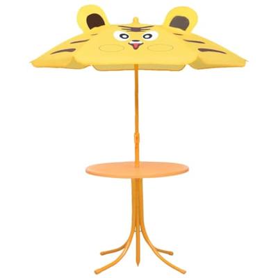 vidaXL 3-delige Bistroset voor kinderen met parasol geel