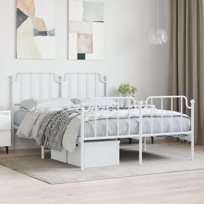 Bedframe met hoofd- en voeteneindemetaal wit 140x190 cm