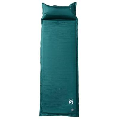 Kampeermatras met gentegreerd kussen zelfopblazend groen