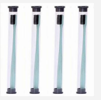 4 stuks/set tarwestro tandenborstel Soft-Bristle tandenborstel bamboe houtskool hoofd 18cm PVC behuizing draagbare verpakking reizen tandenborstel (gr