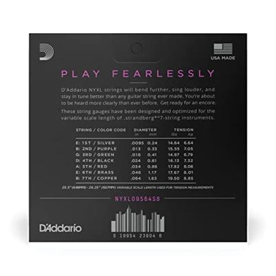 D&apos;Addario NYXL09564SB 095-64 Super Light Plus Nickel Wound snaren voor 7-snarige Strandberg gitaar
