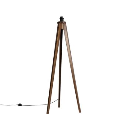 QAZQA Landelijke vloerlamp tripod walnoot hout - Tripod Classic