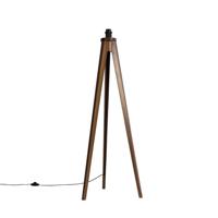 QAZQA Landelijke vloerlamp tripod walnoot hout - Tripod Classic - thumbnail