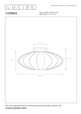 Lucide CORINA - Plafonnière - Ø 40 cm - 1xE27 - Beige