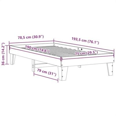 Bedframe zonder matras massief grenenhout 75x190 cm
