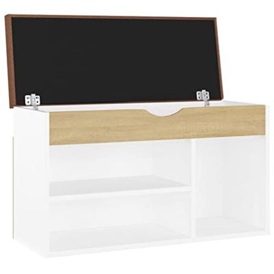 VidaXL Schoenenbank met kussen 80x30x47 cm hout wit sonoma eiken