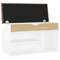 VidaXL Schoenenbank met kussen 80x30x47 cm hout wit sonoma eiken - thumbnail