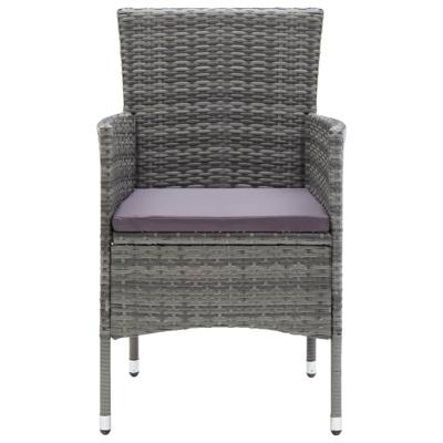 3-delige Tuinset met kussens poly rattan grijs