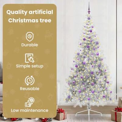 VidaXL Kunstmatig voorverlicht kerstboom met 300 led zilver 240 cm pet