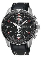 Horlogeband Seiko 7T62-0LA0 / SNAE95P2 Leder Zwart 21mm