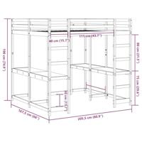 Hoogslaper met bureau en ladder grenenhout wit 160x200 cm - thumbnail