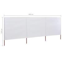 VidaXL Windscherm 3-panelen 400x80 cm stof zandwit - thumbnail