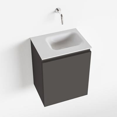 MONDIAZ OLAN 40cm toiletmeubel dark grey. LEX wastafel talc rechts geen kraangat