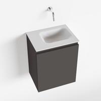 MONDIAZ OLAN 40cm toiletmeubel dark grey. LEX wastafel talc rechts geen kraangat - thumbnail