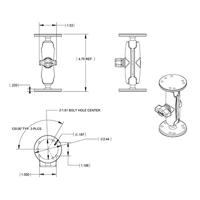 RAM Mount Dual Socket Arm W/2 2,5 inch ronde basis - thumbnail