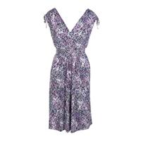 Cassis A-lijn jurk met all over print en plooien paars - thumbnail