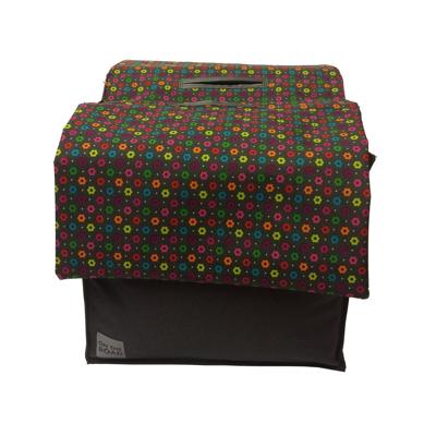 Basil dubbele fietstas grijs met gekleurde bloemen 20l