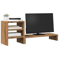 Monitorstandaard met bureau-organizer hout artisanaal eiken - thumbnail